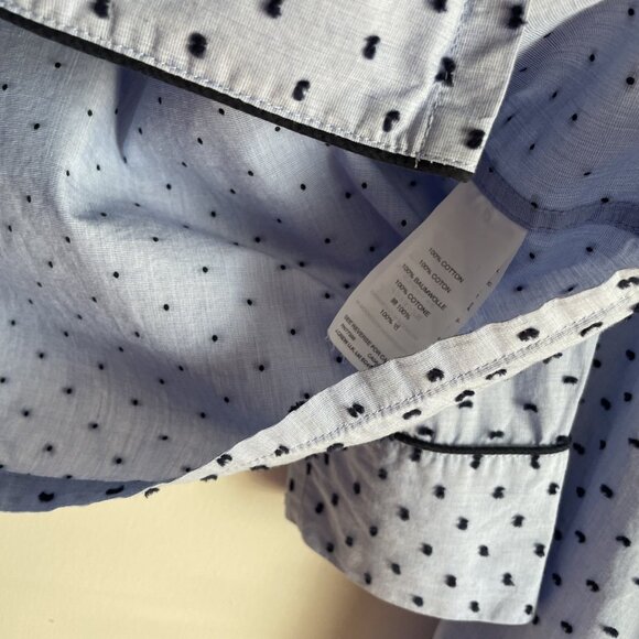 J.Crew End-On-End Blue Swiss Dot Long Sleeve Pajama 2 Piece Set Size M Top Pants - Picture 10 of 15
